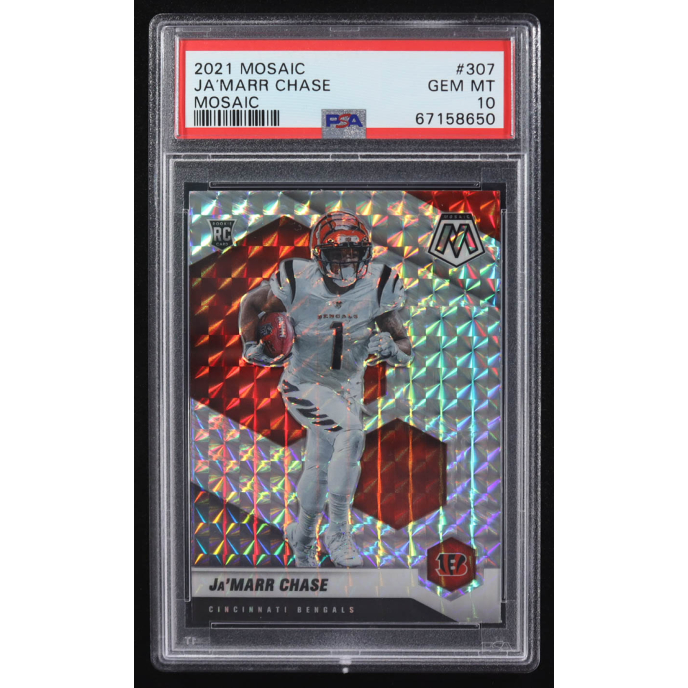 Ja'Marr Chase 2021 Panini Mosaic #307 RC (PSA 10) at PristineAuction.com