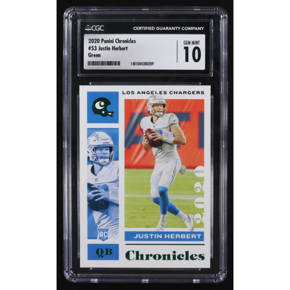 Justin Herbert 2020 Panini Chronicles Green #53 RC (CGC 10) at PristineAuction.com