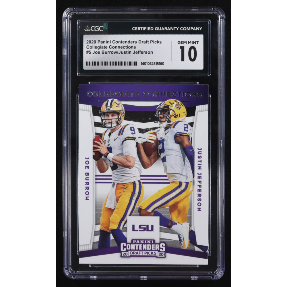 Joe Burrow / Justin Jefferson 2020 Panini Contenders Draft Picks Collegiate Connections #5 RC (CGC 10) at PristineAuction.com
