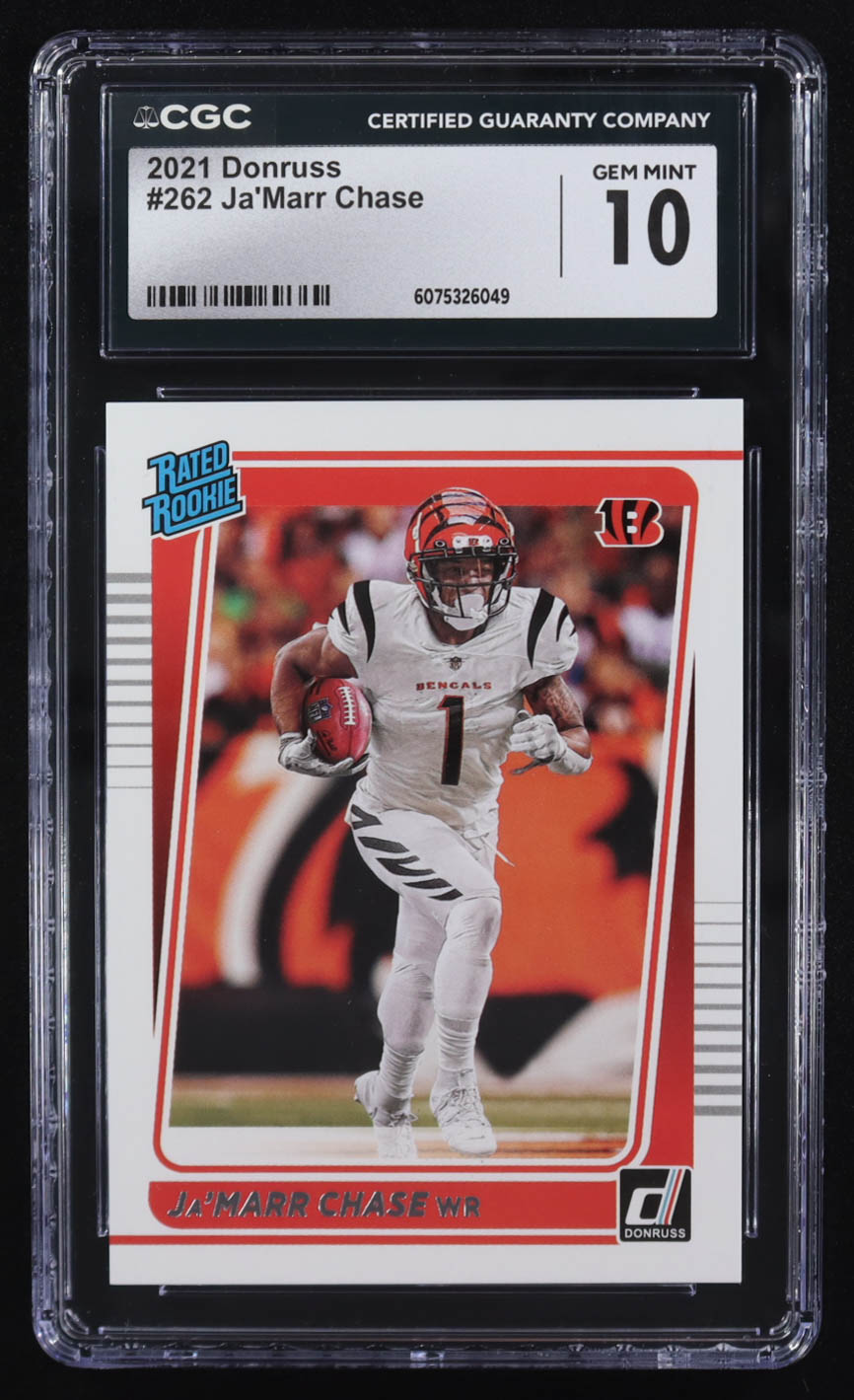 Ja'Marr Chase 2021 Panini Donruss RR #262 RC (CGC 10) at PristineAuction.com Ja'Marr Chase 2021 Panini Donruss RR #262 RC (CGC 10) at PristineAuction.com