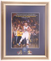 Steph Curry Warriors Custom Framed Photo Display with (3) NBA Finals Pins at PristineAuction.com