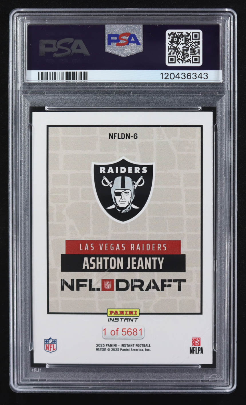 Ashton Jeanty 2025 Panini Instant NFL Draft Night #NFLDN-6 RC #1/5681 (PSA 10) at PristineAuction.com Ashton Jeanty 2025 Panini Instant NFL Draft Night #NFLDN-6 RC #1/5681 (PSA 10) at PristineAuction.com