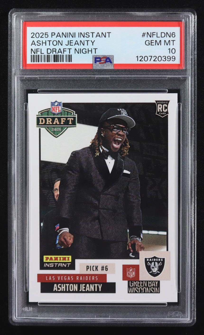 Ashton Jeanty 2025 Panini Instant NFL Draft Night #NFLDN-6 RC #1/5681 (PSA 10) at PristineAuction.com Ashton Jeanty 2025 Panini Instant NFL Draft Night #NFLDN-6 RC #1/5681 (PSA 10) at PristineAuction.com