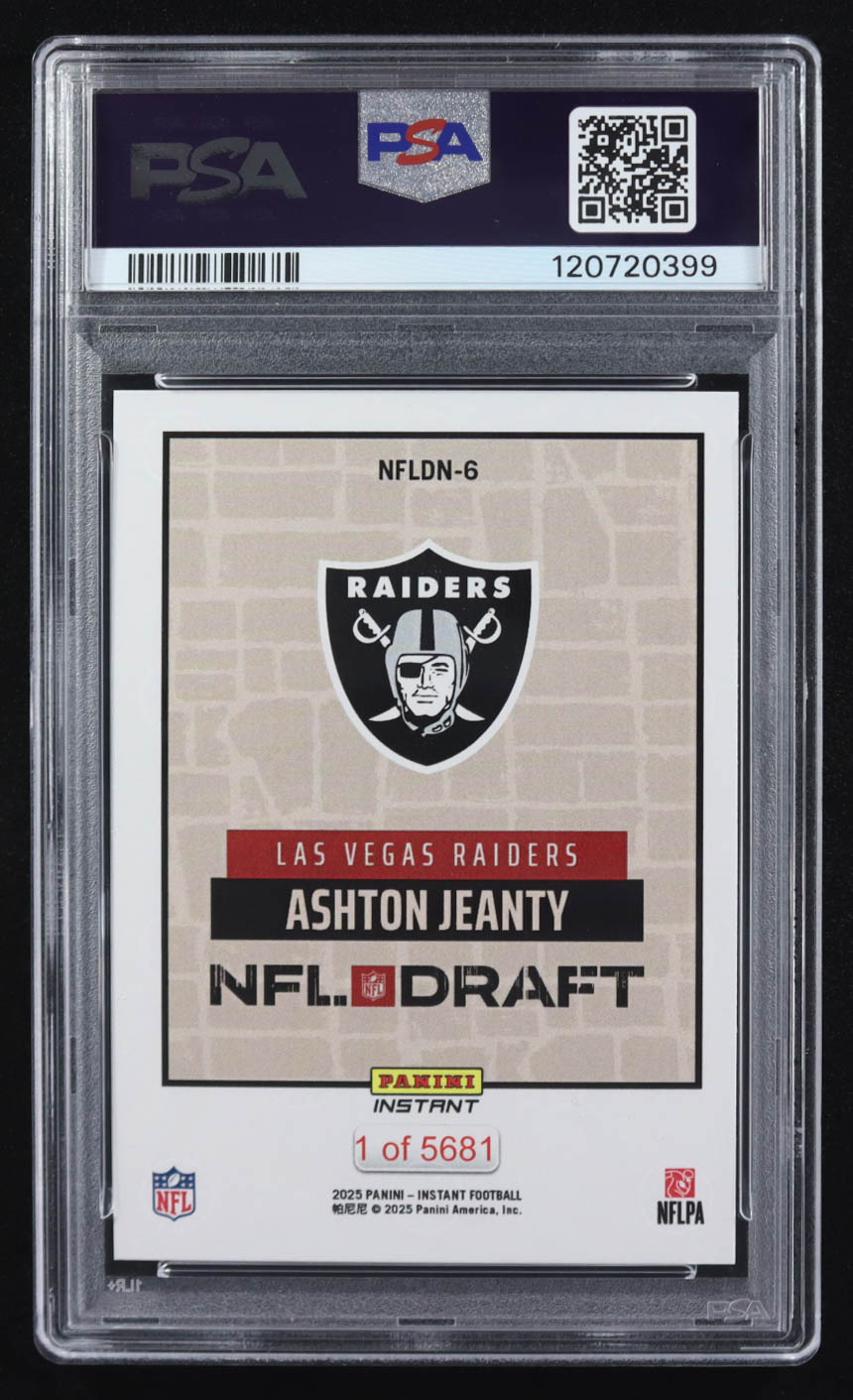 Ashton Jeanty 2025 Panini Instant NFL Draft Night #NFLDN-6 RC #1/5681 (PSA 10) at PristineAuction.com Ashton Jeanty 2025 Panini Instant NFL Draft Night #NFLDN-6 RC #1/5681 (PSA 10) at PristineAuction.com