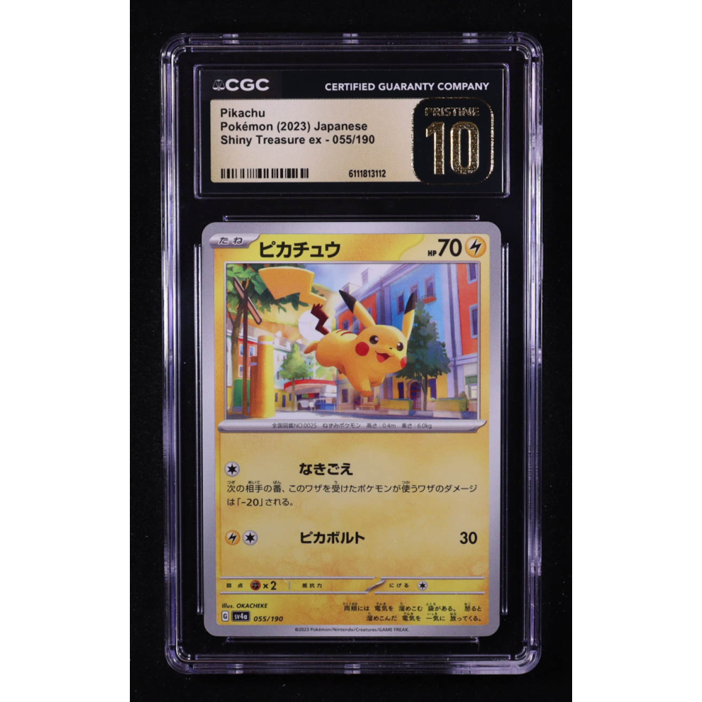 Pikachu 2023 Pokemon Card Game Scarlet & Violet Shiny Treasure ex High Class Expansion Japanese #055 (CGC 10 | Pristine Black Label) at PristineAuction.com