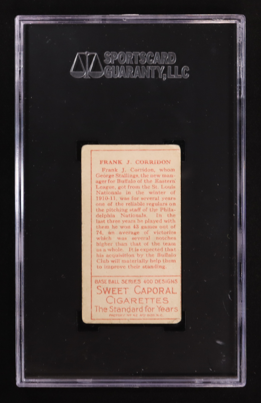 Frank Corridon 1911 T205 Gold Border #40 (SGC 3) at PristineAuction.com Frank Corridon 1911 T205 Gold Border #40 (SGC 3) at PristineAuction.com