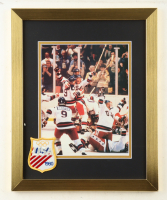"The Miracle on Ice Team USA" Custom Framed Photo Display with Vintage Cloth 1980 Olympics Patch at PristineAuction.com