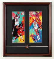 LeRoy Neiman "Michael 'Air' Jordan" Set of (2) Custom Framed Prints Display With 2009 Jordan HOF Induction Pin at PristineAuction.com