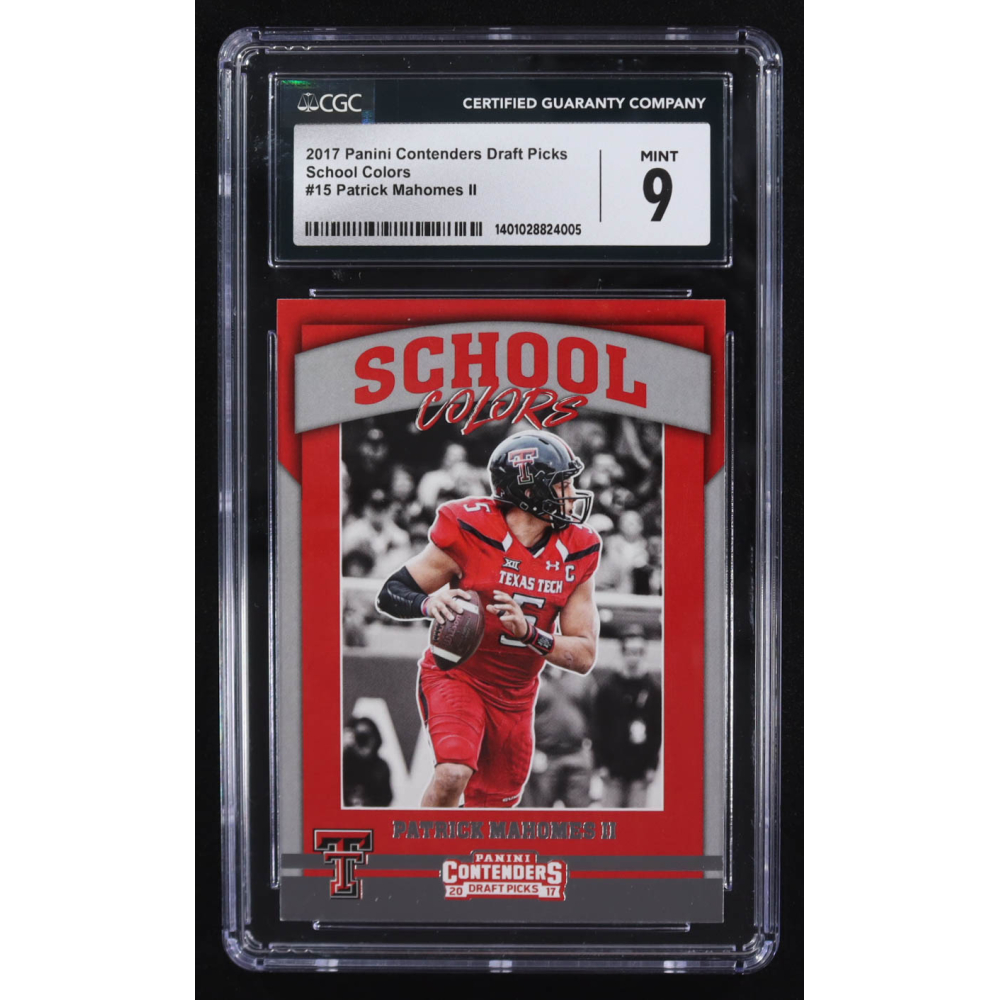 Patrick Mahomes II 2017 Panini Conteders Draft Picks School Colors #15 RC (CGC 9) at PristineAuction.com