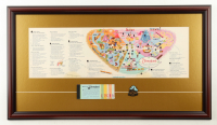 1962 Disneyland Custom Framed Vintage On-Site Park Map with Vintage Ticket Book & Castle Pin at PristineAuction.com
