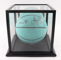 Magic Johnson & Larry Bird Signed Tiffany & Co X Basketball with Display Case (Beckett & PSA) at PristineAuction.com