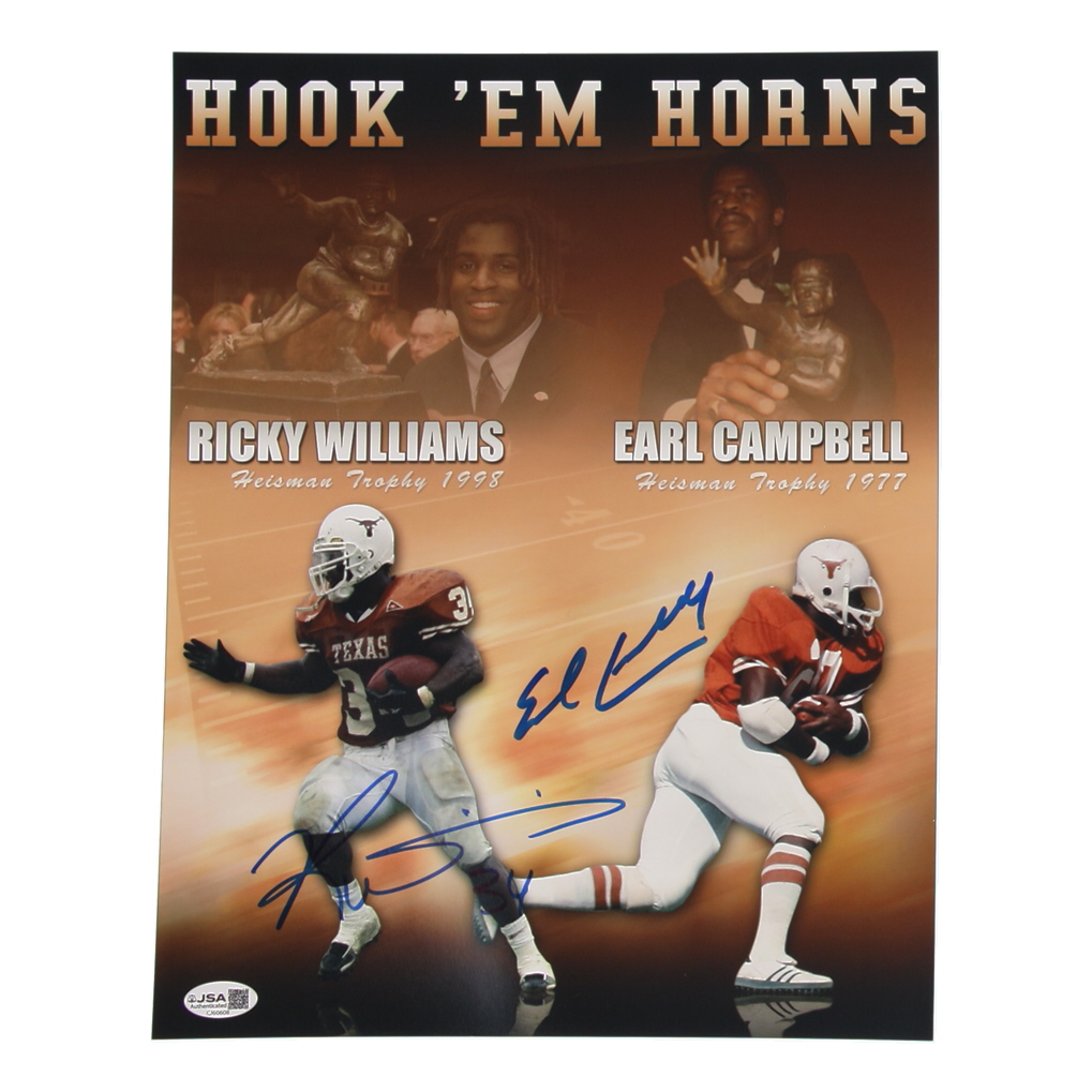 Ricky Williams & Earl Campbell Signed Texas Longhorns 11x14 Photo (JSA) at PristineAuction.com Ricky Williams & Earl Campbell Signed Texas Longhorns 11x14 Photo (JSA) at PristineAuction.com
