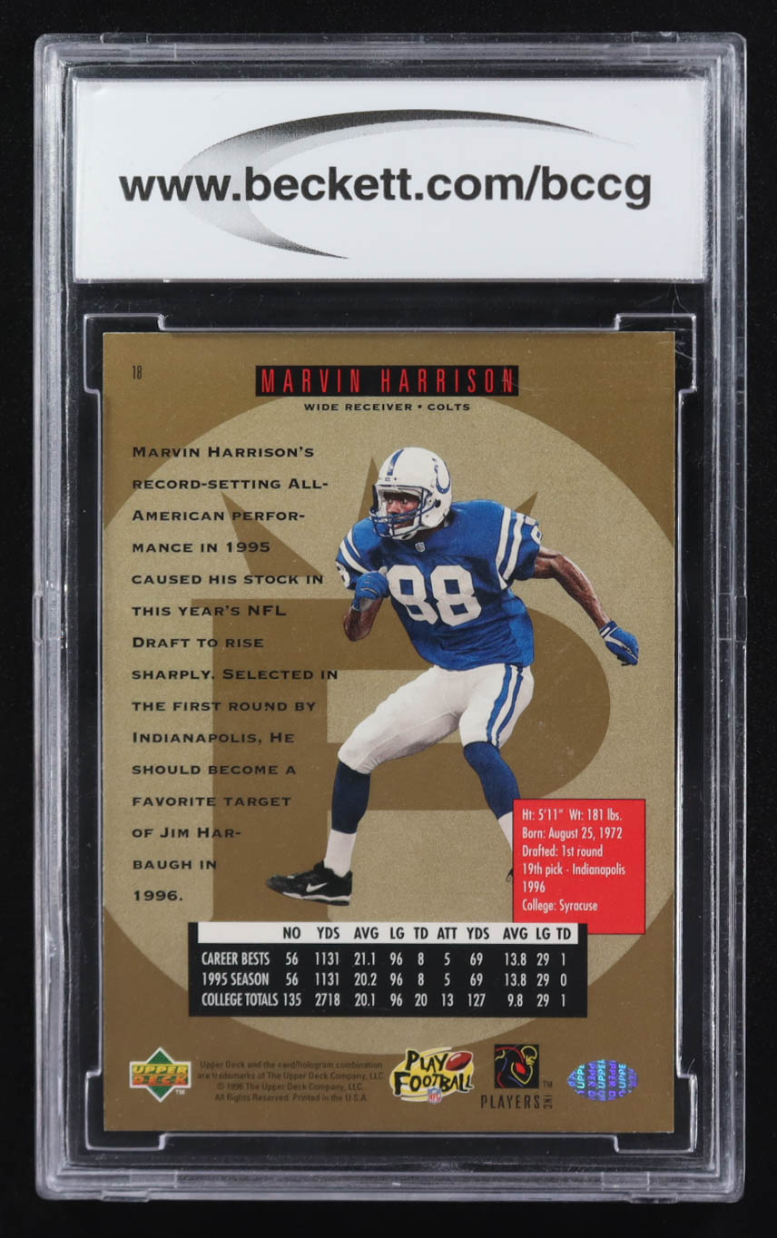 Marvin Harrison 1996 SP Premier Prospects #18 RC (BCCG 10) at PristineAuction.com Marvin Harrison 1996 SP Premier Prospects #18 RC (BCCG 10) at PristineAuction.com
