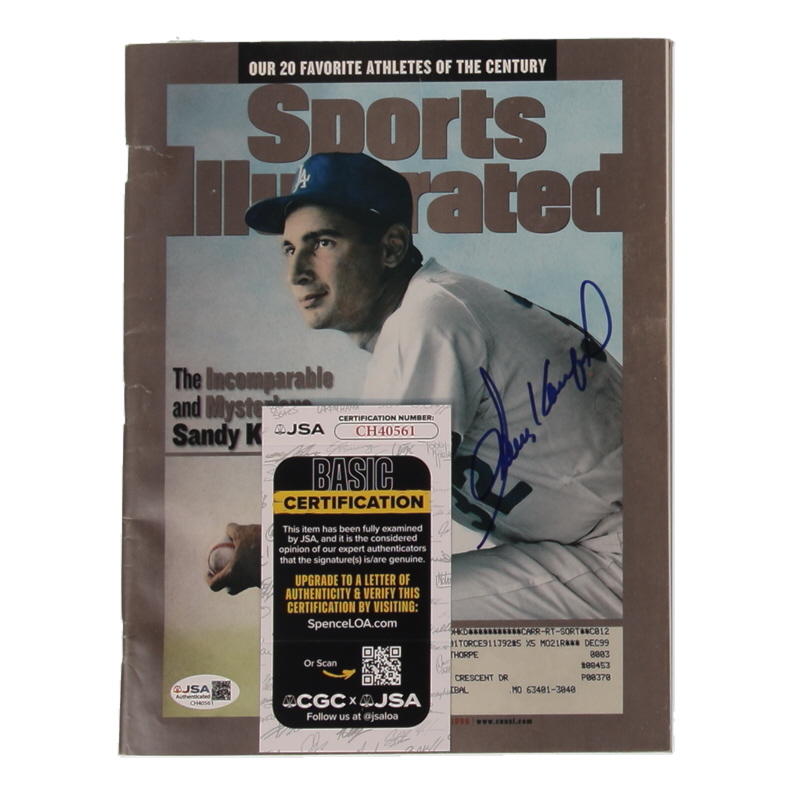 Sandy Koufax Signed 1999 Sports Illustrated Magazine (JSA) at PristineAuction.com Sandy Koufax Signed 1999 Sports Illustrated Magazine (JSA) at PristineAuction.com