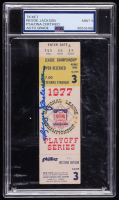 Reggie Jackson Signed 1977 Original NLCS Game Ticket (PSA Auto MT 9) at PristineAuction.com
