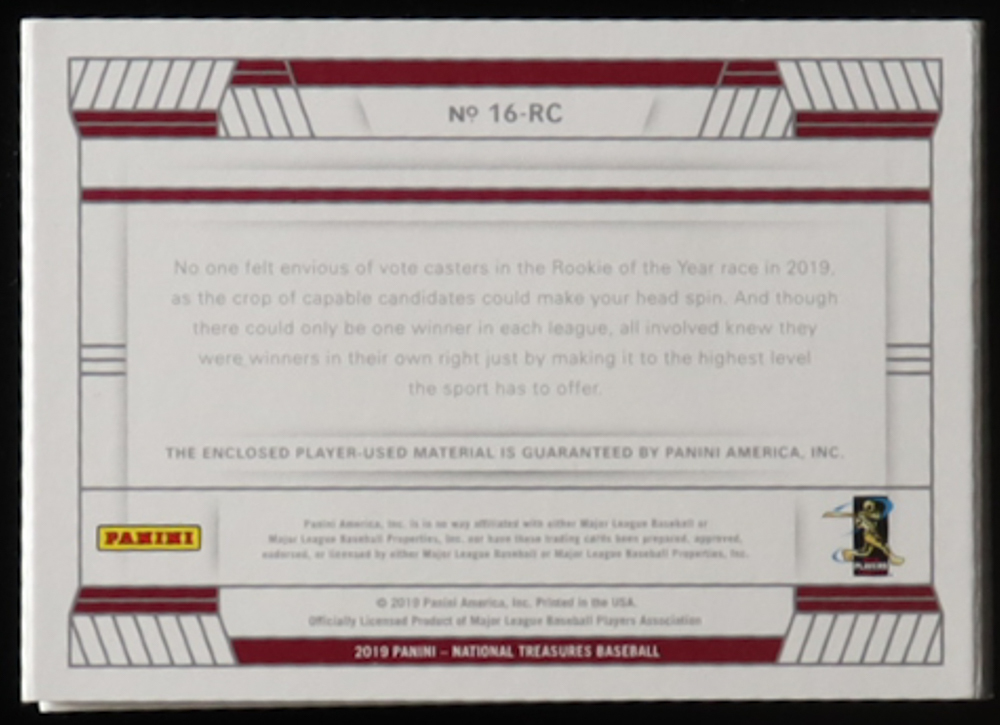 2019 Panini National Treasures 16 Player Materials #16-RC Vladimir Guerrero Jr. / Fernando Tatis Jr. / Pete Alonso / Austin Riley RC #16/25 at PristineAuction.com 2019 Panini National Treasures 16 Player Materials #16-RC Vladimir Guerrero Jr. / Fernando Tatis Jr. / Pete Alonso / Austin Riley RC #16/25 at PristineAuction.com