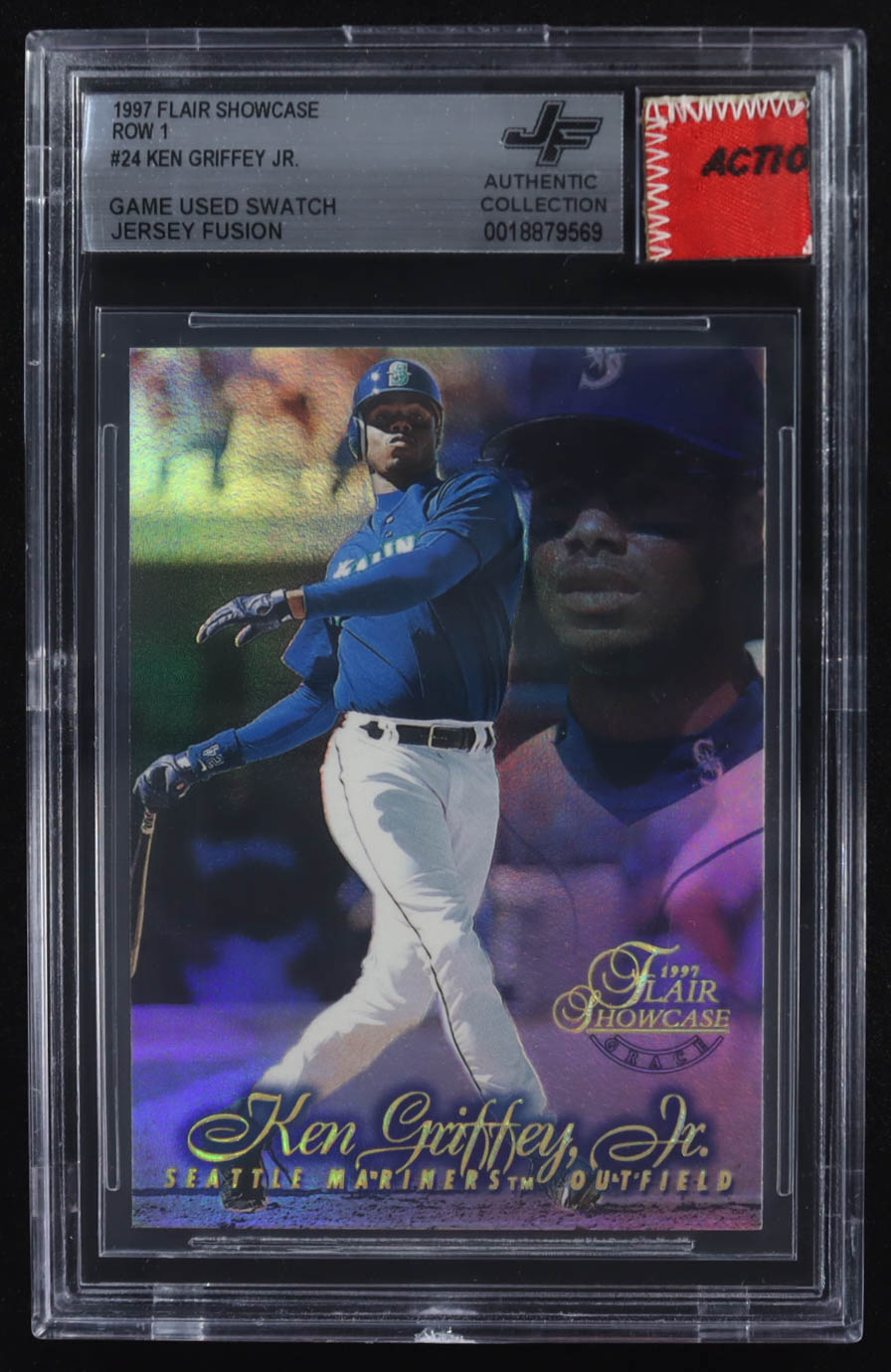 Ken Griffey Jr. 1997 Flair Showcase Row 1 #24 With Game-Used Swatch (BGS) at PristineAuction.com Ken Griffey Jr. 1997 Flair Showcase Row 1 #24 With Game-Used Swatch (BGS) at PristineAuction.com