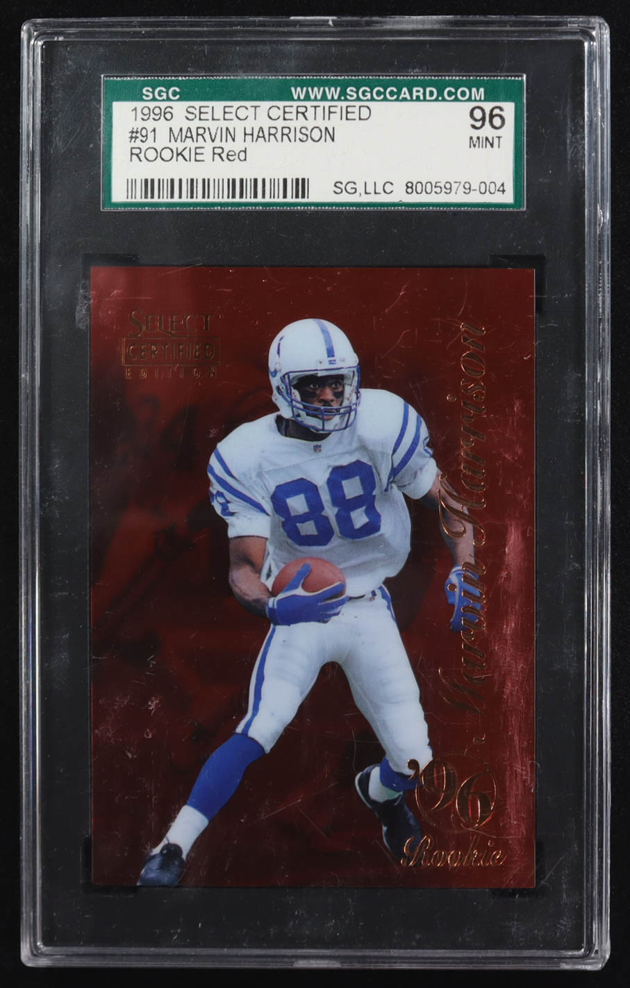 Marvin Harrison 1996 Select Certified Edition Rookie Red #91 RC (SGC 9) at PristineAuction.com Marvin Harrison 1996 Select Certified Edition Rookie Red #91 RC (SGC 9) at PristineAuction.com