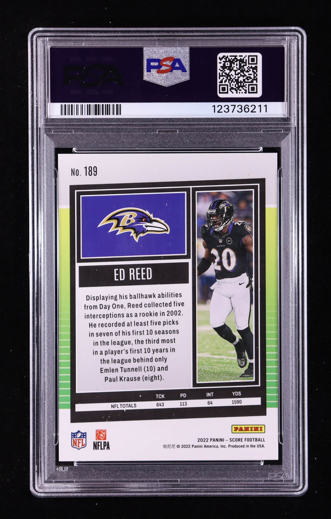 Ed Reed 2022 Score Orange #189 (PSA 9) at PristineAuction.com Ed Reed 2022 Score Orange #189 (PSA 9) at PristineAuction.com
