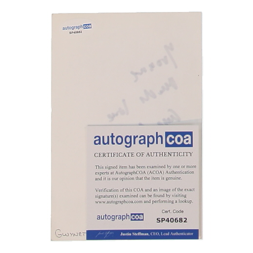 Gwyneth Paltrow Signed 4x6 Index Card Inscribed "Yvonne Much Love" (ACOA) at PristineAuction.com Gwyneth Paltrow Signed 4x6 Index Card Inscribed "Yvonne Much Love" (ACOA) at PristineAuction.com