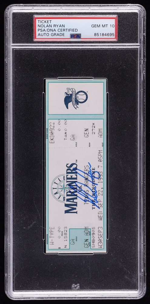 Nolan Ryan Signed 1993 Original Game Ticket (PSA Auto Gem MT 10) at PristineAuction.com Nolan Ryan Signed 1993 Original Game Ticket (PSA Auto Gem MT 10) at PristineAuction.com