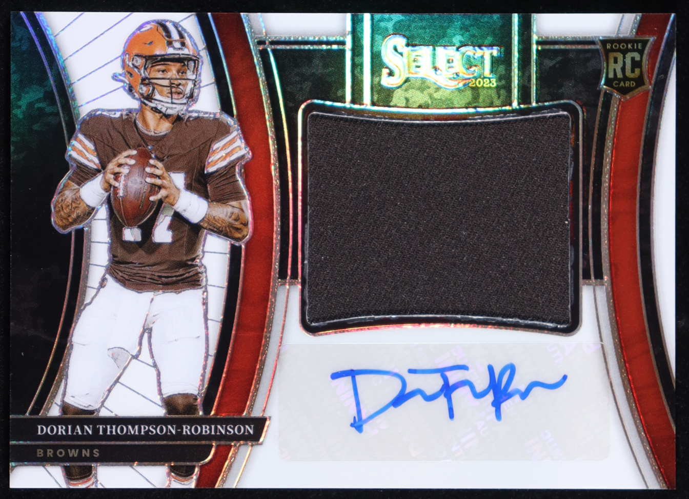 Dorian Thompson-Robinson 2023 Select Jumbo Rookie Autographs Swatches Prizm White #18 #74/75 RC at PristineAuction.com Dorian Thompson-Robinson 2023 Select Jumbo Rookie Autographs Swatches Prizm White #18 #74/75 RC at PristineAuction.com