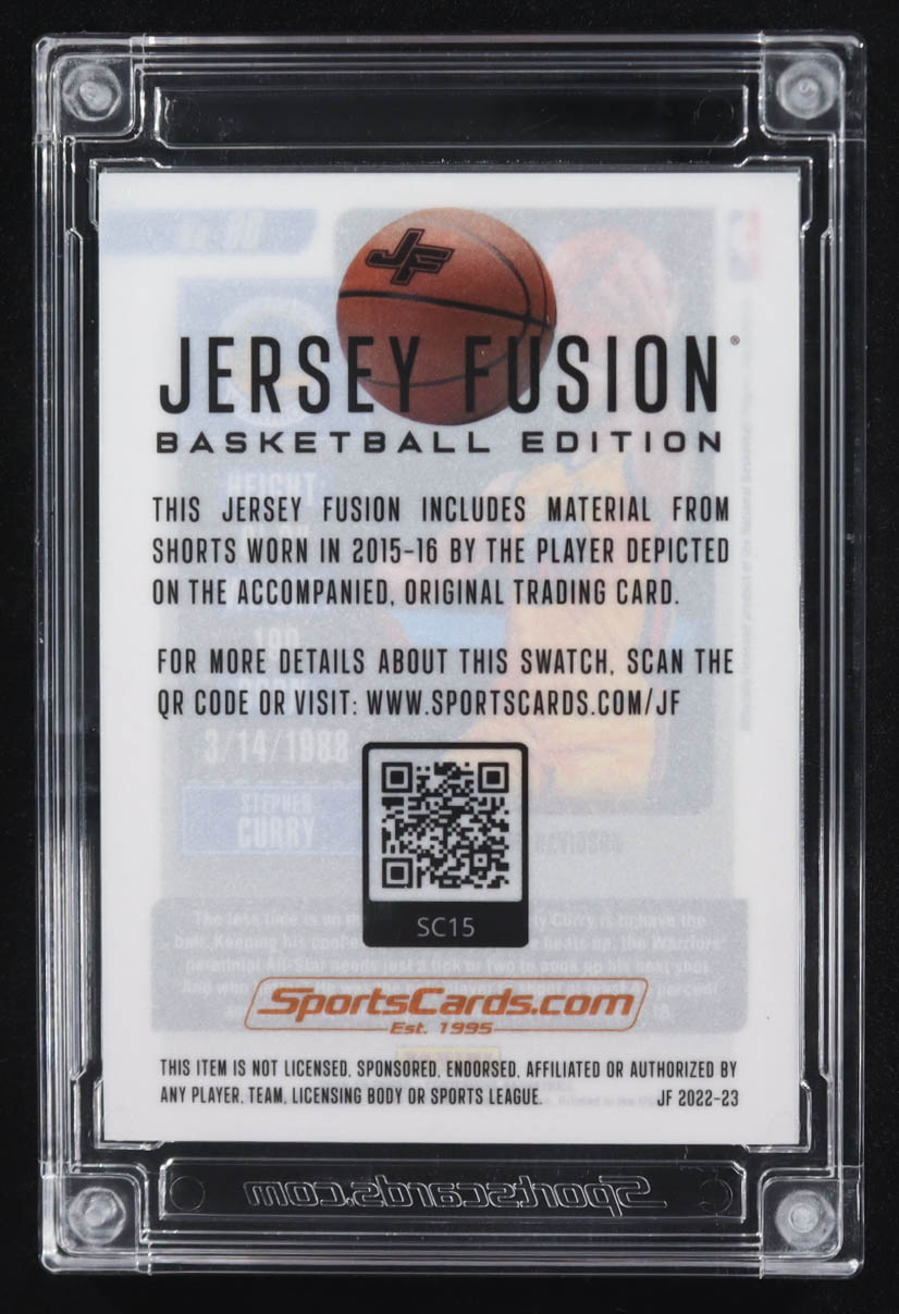 Steph Curry 2022-23 Jersey Fusion Basketball Edition Season Ticket Game-Used Swatch #SC15 at PristineAuction.com Steph Curry 2022-23 Jersey Fusion Basketball Edition Season Ticket Game-Used Swatch #SC15 at PristineAuction.com