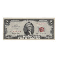1963 U.S. $2 Legal Tender "Star" Note, Red Seal - Fr.1514* (*A Block) Signed: Granahan / Dillon at PristineAuction.com
