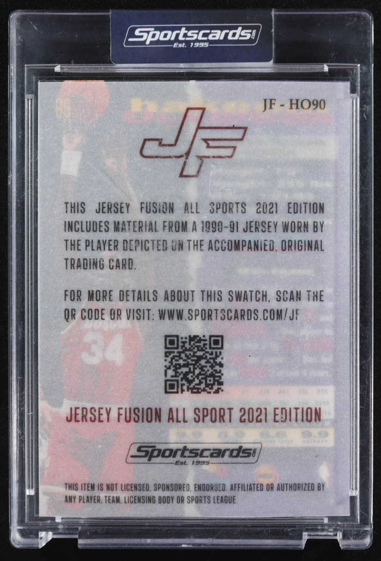 Hakeem Olajuwon 2021 Jersey Fusion All Sport Edition Game Used Swatch #JF-HO90 #88/99 at PristineAuction.com Hakeem Olajuwon 2021 Jersey Fusion All Sport Edition Game Used Swatch #JF-HO90 #88/99 at PristineAuction.com