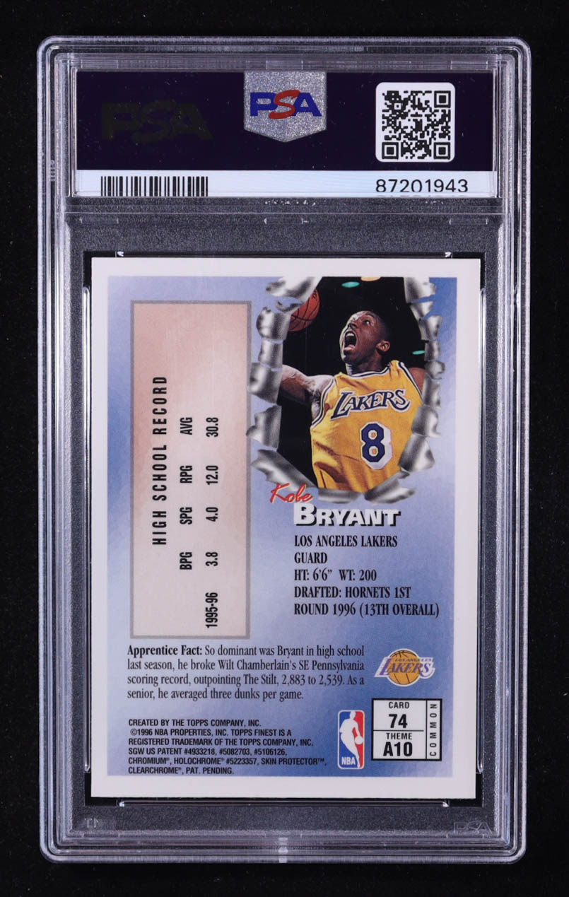 Kobe Bryant 1996-97 Finest #74 RC (PSA 10) at PristineAuction.com Kobe Bryant 1996-97 Finest #74 RC (PSA 10) at PristineAuction.com