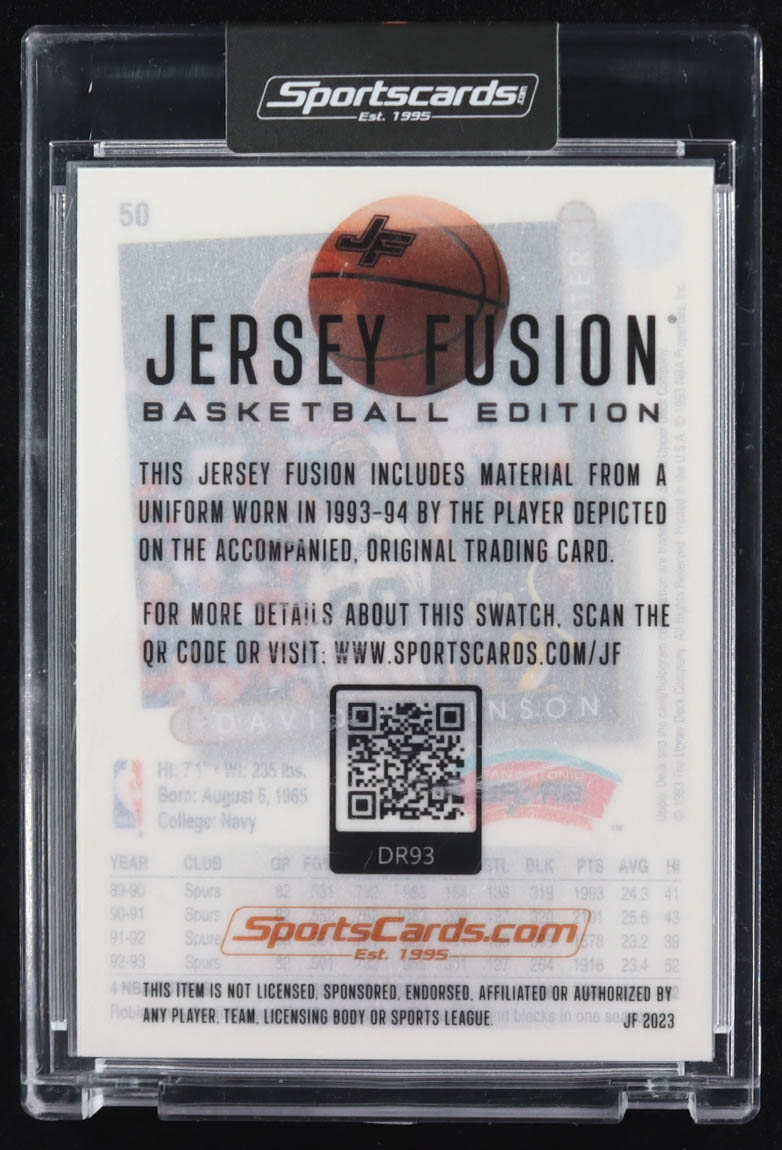 David Robinson 2023 Jersey Fusion Basketball Edition Game Used Swatch #DR93 at PristineAuction.com David Robinson 2023 Jersey Fusion Basketball Edition Game Used Swatch #DR93 at PristineAuction.com