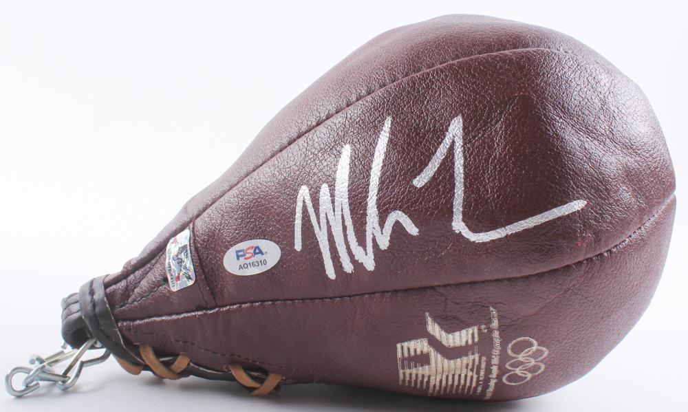 Mike Tyson Signed 1984 USA Olympic Games Everlast Speed Bag with Display Case (PSA & Tyson) at PristineAuction.com Mike Tyson Signed 1984 USA Olympic Games Everlast Speed Bag with Display Case (PSA & Tyson) at PristineAuction.com
