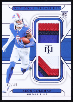 Keon Coleman 2024 Panini National Treasures Rookie Dual Materials Purple #26 #42/49 RC at PristineAuction.com