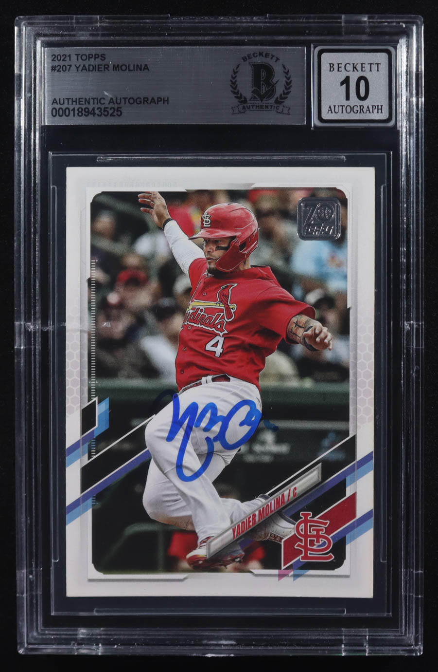 Yadier Molina Signed 2021 Topps #207 (BGS) at PristineAuction.com Yadier Molina Signed 2021 Topps #207 (BGS) at PristineAuction.com
