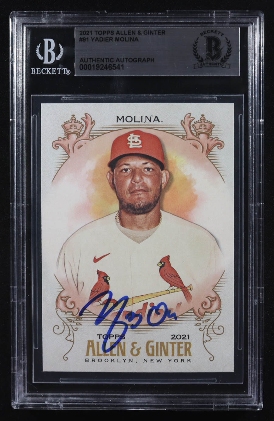 Yadier Molina Signed 2021 Topps Allen and Ginter #91 (BGS) at PristineAuction.com Yadier Molina Signed 2021 Topps Allen and Ginter #91 (BGS) at PristineAuction.com