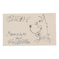 Brad Anderson Signed 3x5 Index Card with Hand-Drawn Sketch (ACOA) at PristineAuction.com