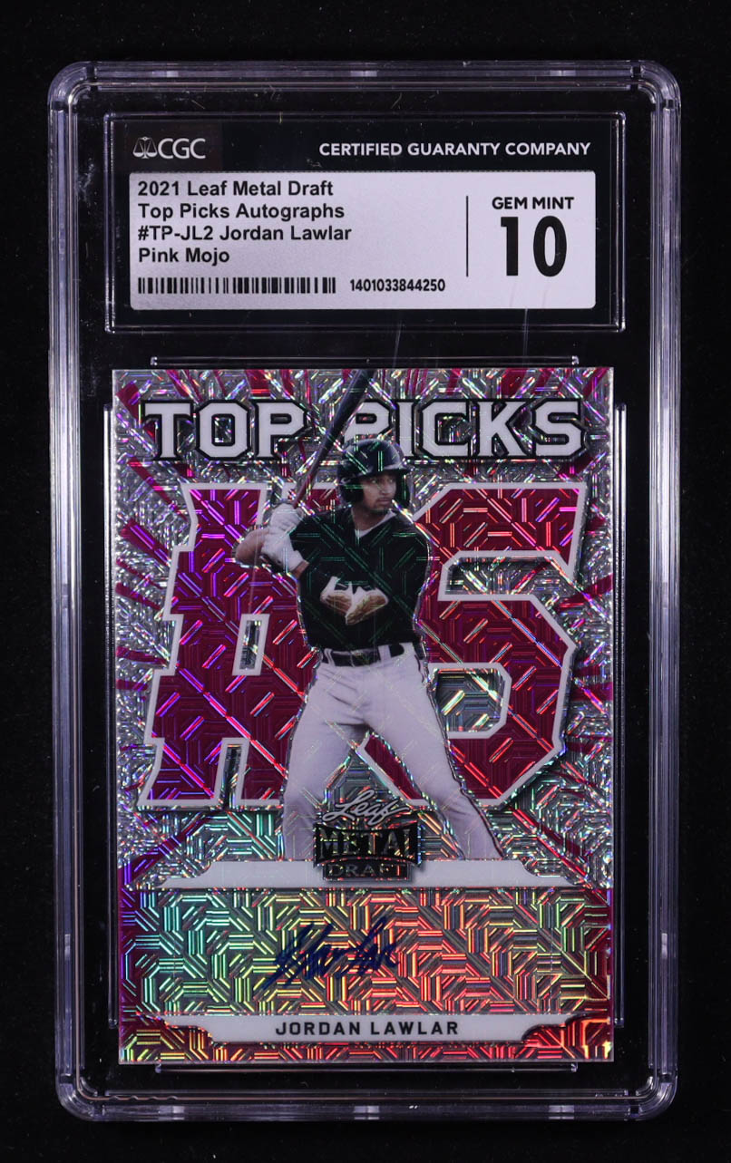 Jordan Lawlar 2021 Leaf Metal Draft Top Picks Pink Mojo #TPJL2 #3/5 RC (CGC 10) at PristineAuction.com Jordan Lawlar 2021 Leaf Metal Draft Top Picks Pink Mojo #TPJL2 #3/5 RC (CGC 10) at PristineAuction.com
