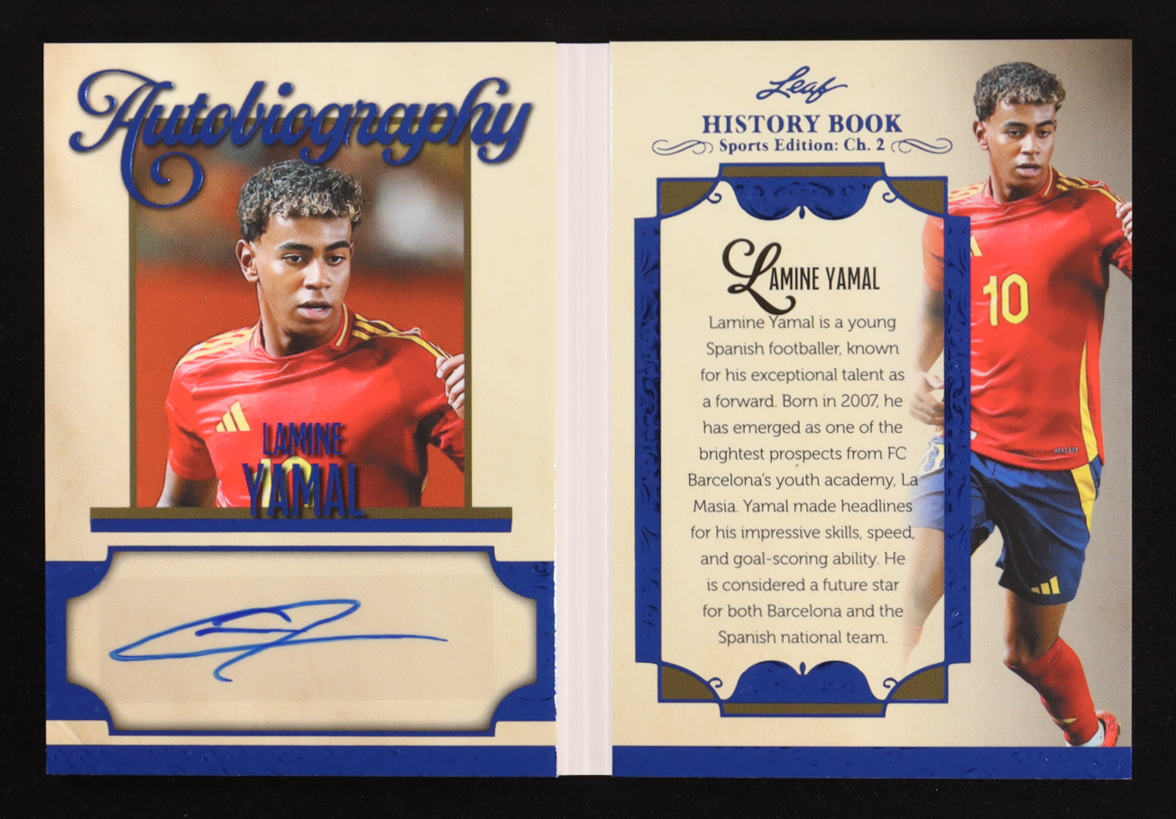 Lamine Yamal 2025 Leaf History Book Sports Edition Chapter 2 Autobiography Blue #A-LM1 #4/5 at PristineAuction.com Lamine Yamal 2025 Leaf History Book Sports Edition Chapter 2 Autobiography Blue #A-LM1 #4/5 at PristineAuction.com