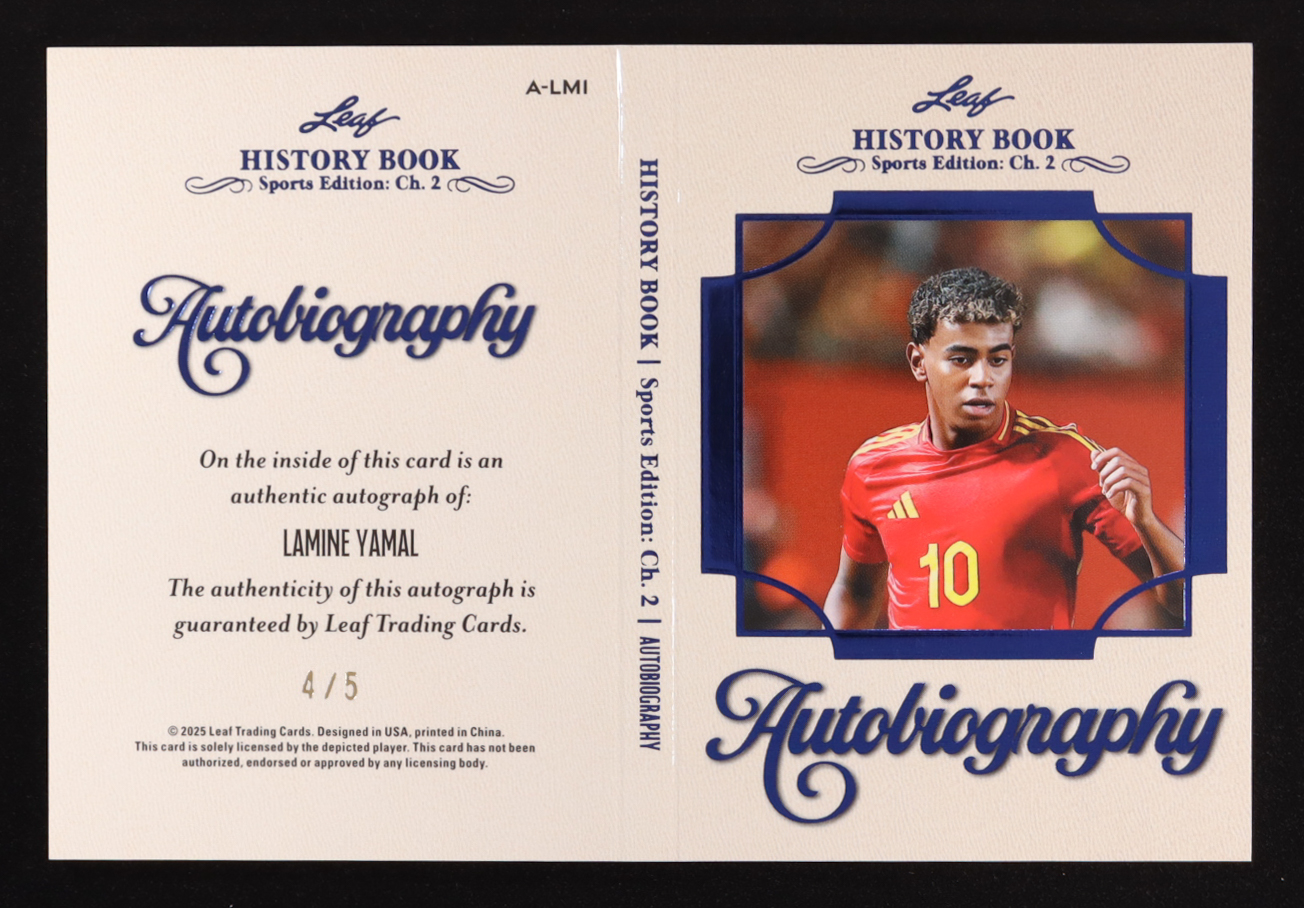Lamine Yamal 2025 Leaf History Book Sports Edition Chapter 2 Autobiography Blue #A-LM1 #4/5 at PristineAuction.com Lamine Yamal 2025 Leaf History Book Sports Edition Chapter 2 Autobiography Blue #A-LM1 #4/5 at PristineAuction.com