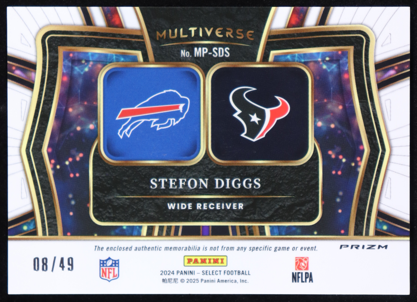 Stefon Diggs 2024 Select Multiverse Dual Jerseys Prizm Copper #18 #08/49 at PristineAuction.com Stefon Diggs 2024 Select Multiverse Dual Jerseys Prizm Copper #18 #08/49 at PristineAuction.com