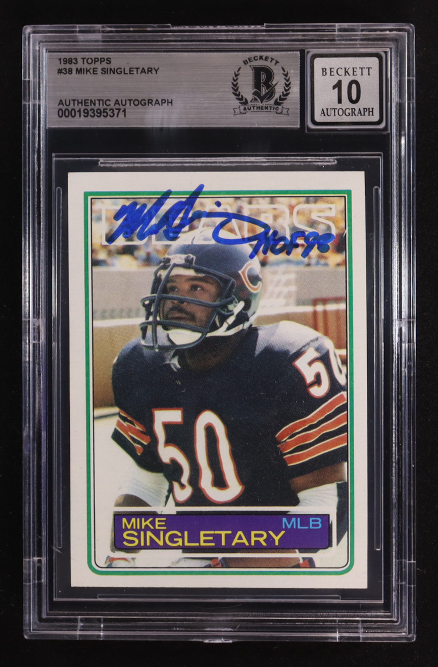 Mike Singletary Signed 1983 Topps Inscribed "HOF 98" #38 RC (BGS | Autograph Graded BGS 10) at PristineAuction.com Mike Singletary Signed 1983 Topps Inscribed "HOF 98" #38 RC (BGS | Autograph Graded BGS 10) at PristineAuction.com