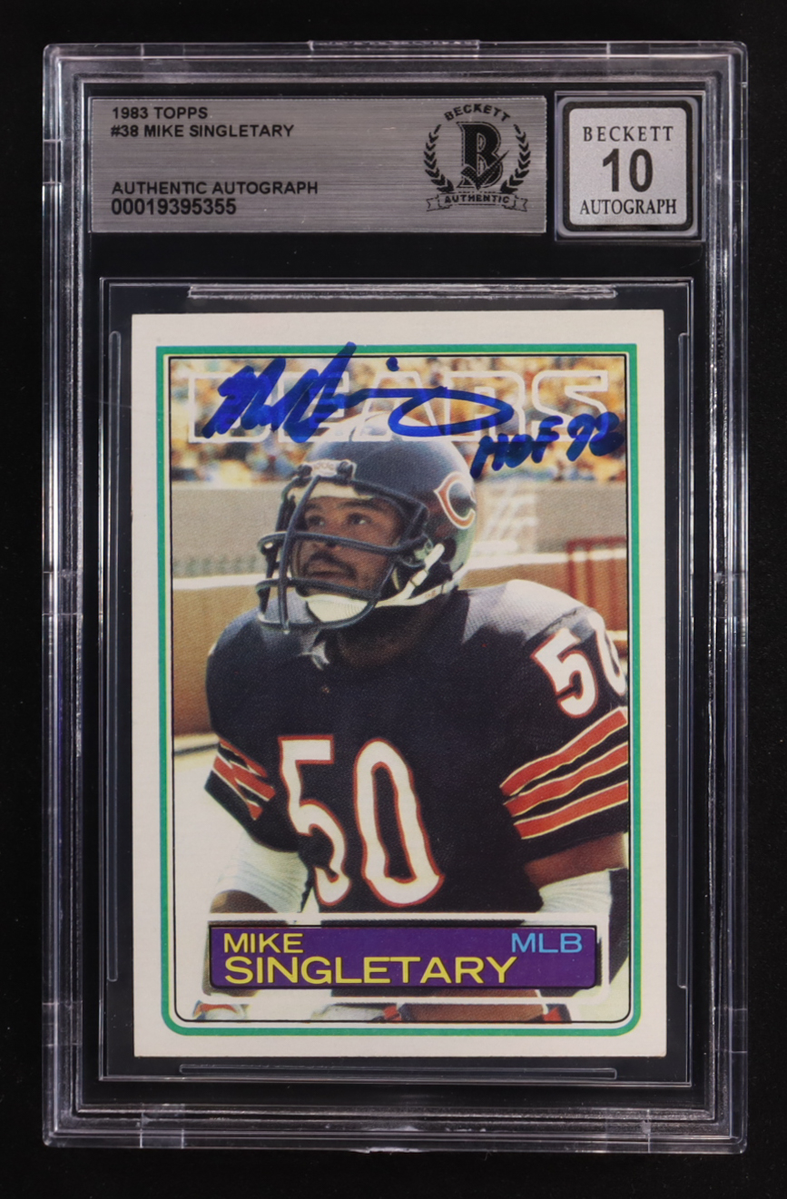 Mike Singletary Signed 1983 Topps Inscribed "HOF 98" #38 RC (BGS | Autograph Graded BGS 10) at PristineAuction.com Mike Singletary Signed 1983 Topps Inscribed "HOF 98" #38 RC (BGS | Autograph Graded BGS 10) at PristineAuction.com