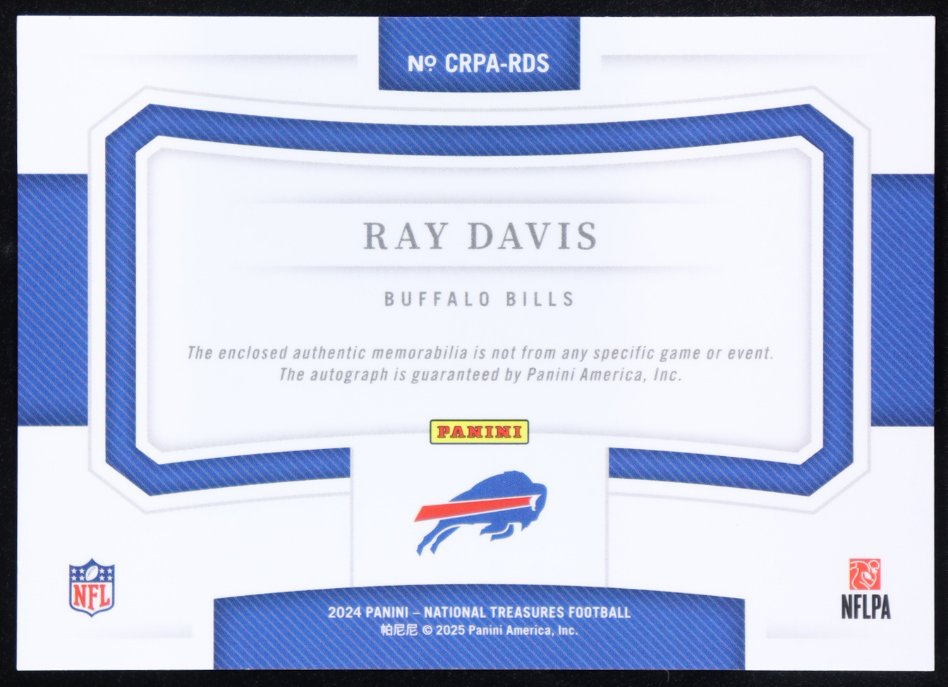 Ray Davis 2024 Panini National Treasures Crossover Rookie Patch Autographs #38 #40/99 RC at PristineAuction.com Ray Davis 2024 Panini National Treasures Crossover Rookie Patch Autographs #38 #40/99 RC at PristineAuction.com