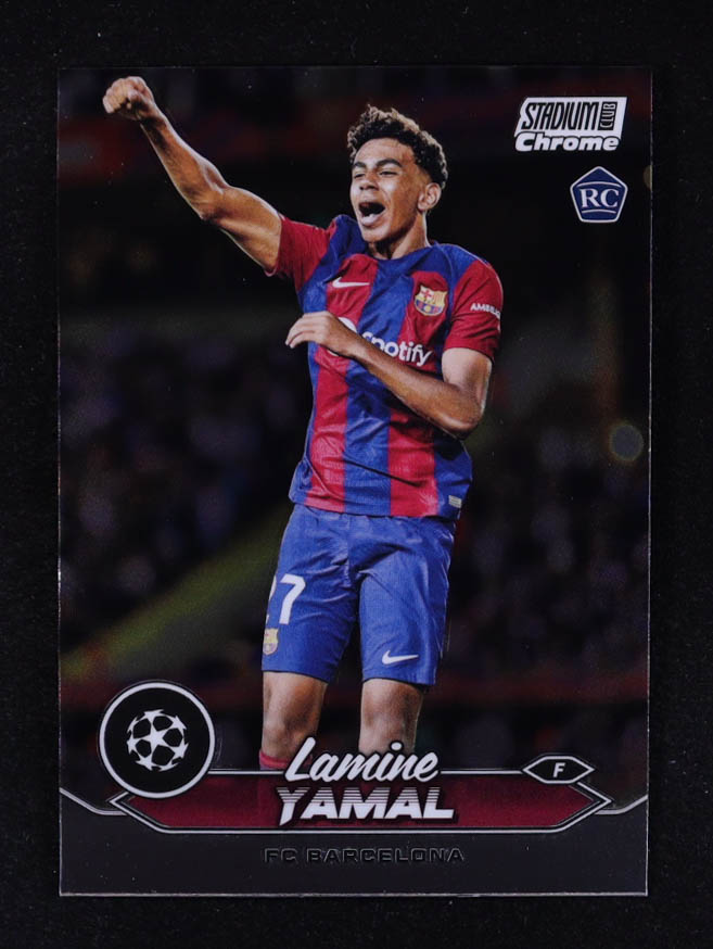 Lamine Yamal 2023-24 Stadium Club Chrome UEFA Champions League #27 RC at PristineAuction.com Lamine Yamal 2023-24 Stadium Club Chrome UEFA Champions League #27 RC at PristineAuction.com