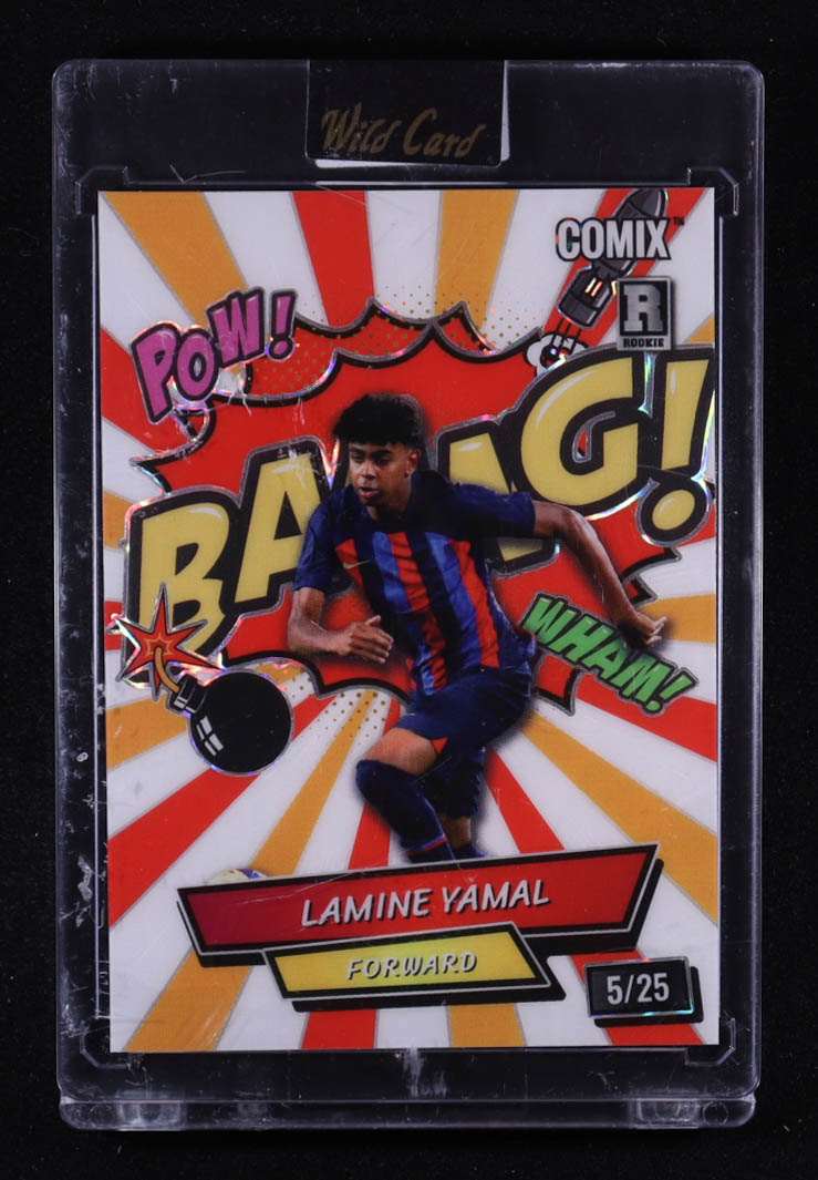 Lamine Yamal 2024 Wild Card Comix BAANG! Orange Red White Rainbow Foil #ACBG-LY10 #5/25 RC at PristineAuction.com Lamine Yamal 2024 Wild Card Comix BAANG! Orange Red White Rainbow Foil #ACBG-LY10 #5/25 RC at PristineAuction.com