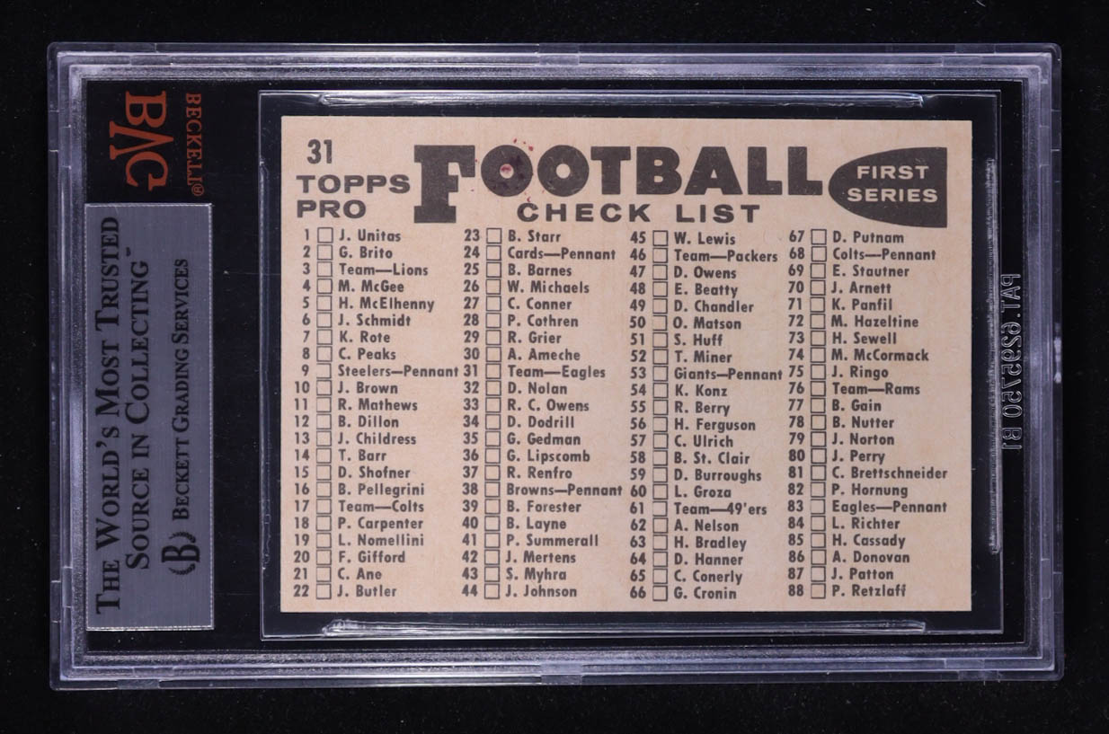 Philadelphia Eagles 1959 Topps #31 CL (BVG 9) at PristineAuction.com Philadelphia Eagles 1959 Topps #31 CL (BVG 9) at PristineAuction.com
