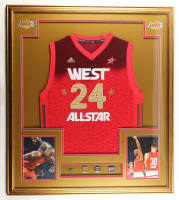 Kobe Bryant Custom Framed Adidas All Star Authentic Jersey Display with (4) All Star Pins & (2) Cloth Team Logo Patches at PristineAuction.com