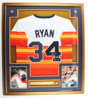 Nolan Ryan Signed Custom Framed Jersey Display Inscribed "HOF 99" with 1999 HOF Induction Pin (PSA) at PristineAuction.com