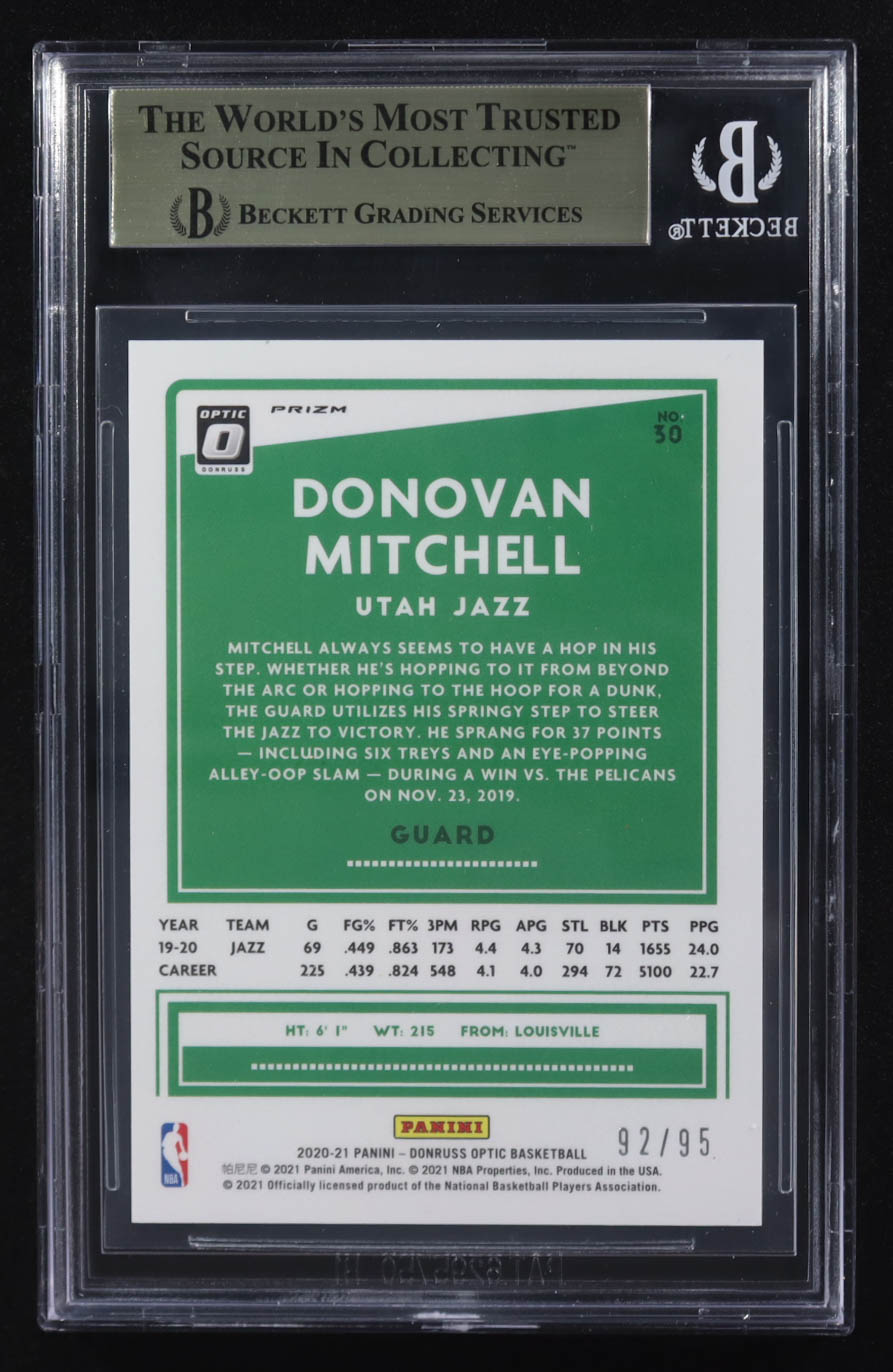Donovan Mitchell 2020-21 Panini Donruss Optic Fast Break Purple #30 (BGS 9.5) at PristineAuction.com Donovan Mitchell 2020-21 Panini Donruss Optic Fast Break Purple #30 (BGS 9.5) at PristineAuction.com
