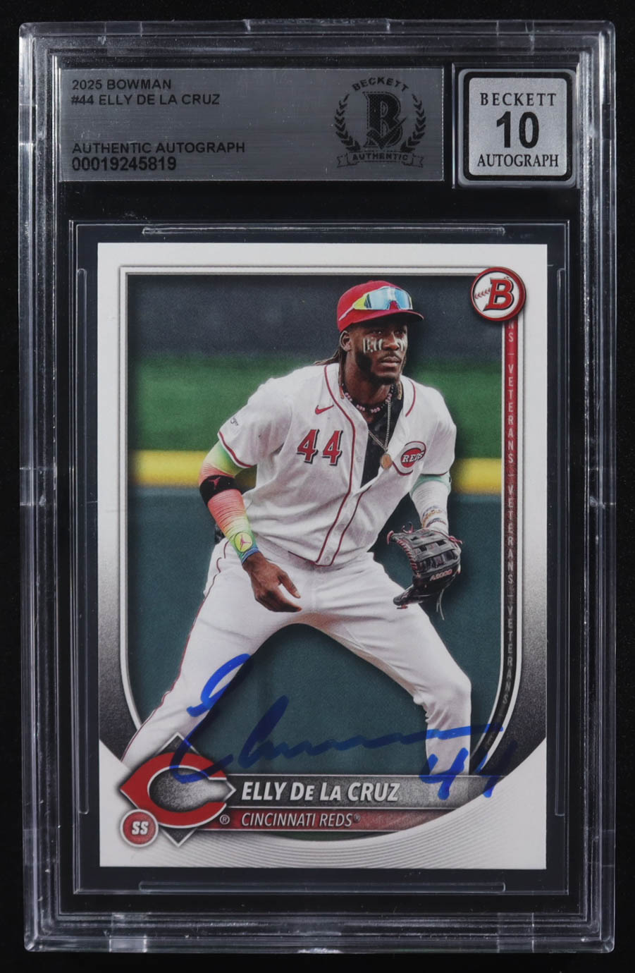 Elly De La Cruz Signed 2025 Bowman #44 (BGS) at PristineAuction.com Elly De La Cruz Signed 2025 Bowman #44 (BGS) at PristineAuction.com